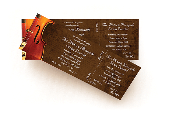 Custom printed tickets available