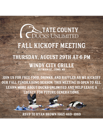 Event Tate County Ducks Unlimited Kickoff Meeting