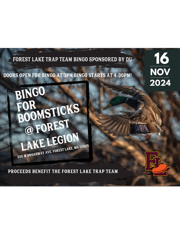 Event Forest Lake Trap Team Bingo!