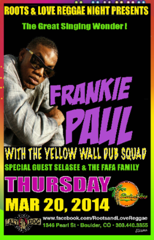 Event Roots & Love Reggae Presents Frankie Paul