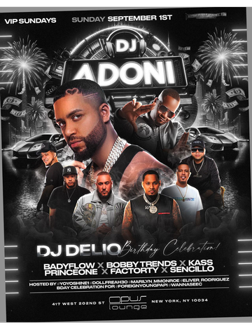 Event VIP Sundays Labor Day Weekend DJ Adoni Live At Opus Lounge