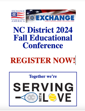 Event NC District Exchange Clubs Annual Fall Educational Conference 2024