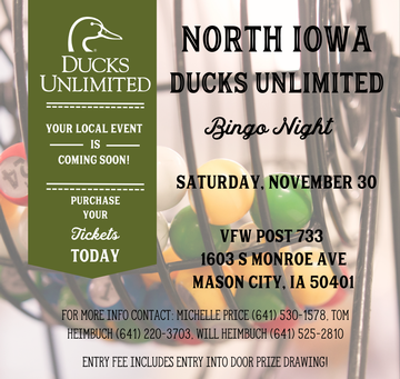 Event North Iowa DU - Bingo for Boomsticks!