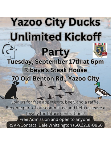 Event Yazoo City Ducks Unlimited Kickoff Party