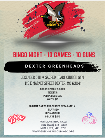 Event Dexter Greenheads Bingo Bash