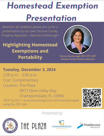 Event Osceola County Property Appraiser Seminar (RESIDENTS ONLY)