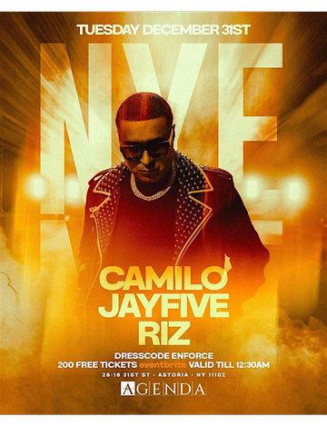 Event NYE 2025 DJ Camilo Live At Agenda