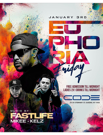 Event Euphoria Fridays NYE Hangover Bash At Code Astoria