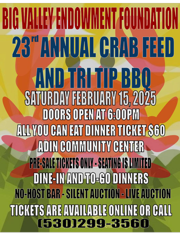 Event Big Valley Crab Feed & Tri Tip BBQ 