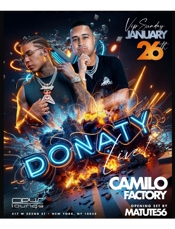 Event VIP Sundays Donaty Live With DJ Camilo At Opus Lounge 