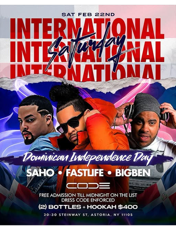 Event International Saturdays Domincian Independence Bash At Code Astoria