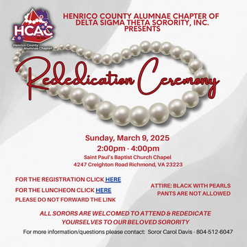 Event Henrico County Alumnae Chapter of Delta Sigma Theta Sorority Inc. Rededication Ceremony and Luncheon