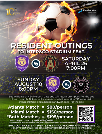 Event Orlando City Soccer Outings @ Inter&Co. Stadium (RESIDENTS & GUESTS ONLY)