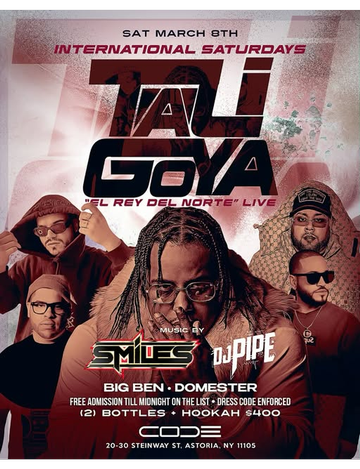 Event International Saturdays Tali Goya Live At Code Astoria