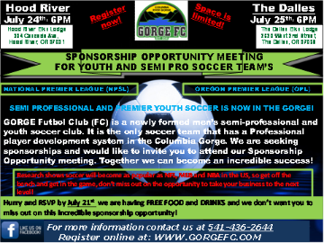 Event GORGE FC SPONSORSHIP OPPORTUNITY MEETING