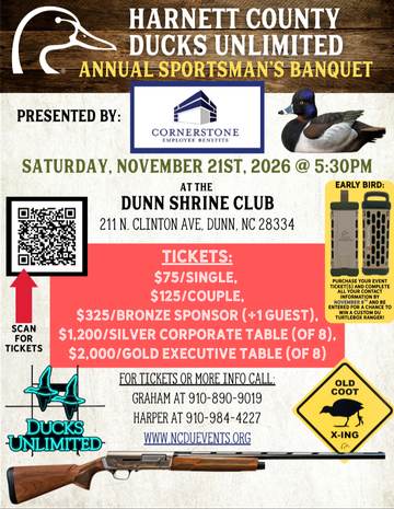 Event Harnett County Sportsman's Banquet presented by Cornerstone Employee Benefits