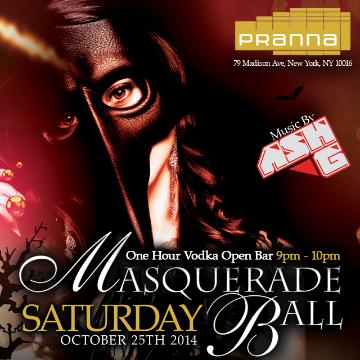 Event Masquerade Ball Costume Party + Open Bar @ PRANNA