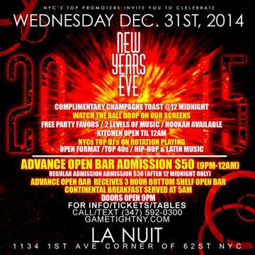 Event New Years Eve NYE La Nuit Party 2015