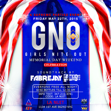 Event GIRLS NITE OUT FRIDAYS at LA NUIT NYC MAY 22nd