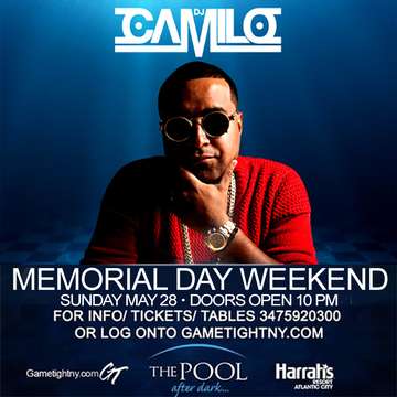 Event Dj Camilo Memorial Day Weekend The Pool After Dark at Harrah's Resort Atlantic City 2017