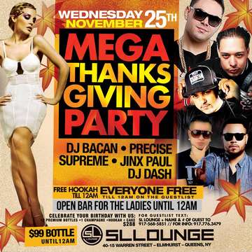 Event Mega Thanksgiving Eve Party At SL Lounge