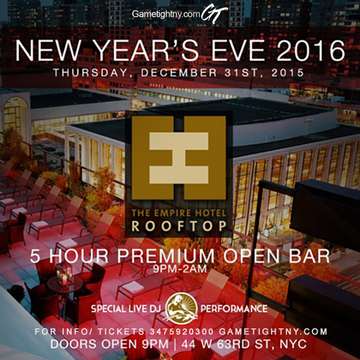 Event New Years Eve NYE Empire Hotel Rooftop NYC party 2016