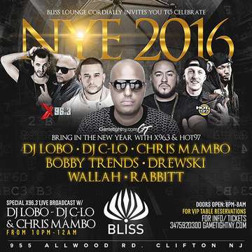 Event New Years Eve NYE Bliss Lounge Party 2016