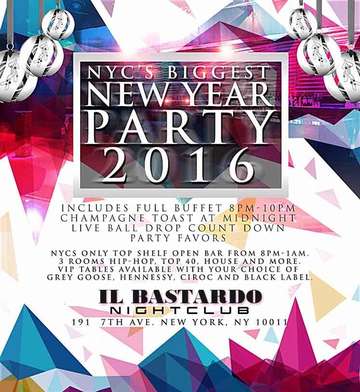 Event New Years Eve 2016 at Il Bastardo 5 hour top-shelf openbar