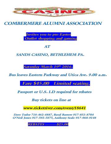 Event Combermere  Alumni Casino Bus Ride