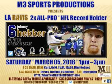 Event LA Rams 2x ALL-PRO &NFL Record Holder JOHNNY HEKKER