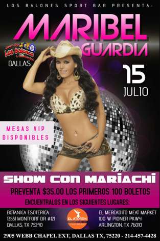 Event Maribel Guardia en Los balones Sport Bar Show Con Mariachi