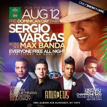 Event ExclusiveNites.com Presents Amadeus Nightclub With Sergio Vargas, Latin Fridays, Everyone Free!