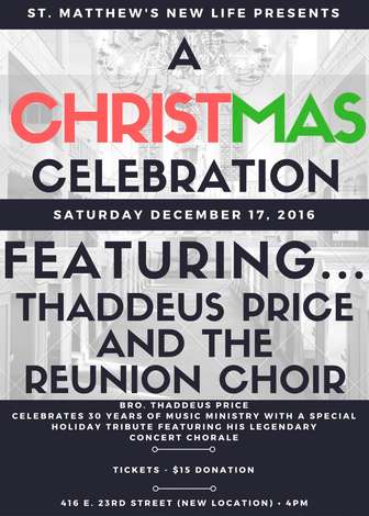 Event SMNL Presents a Christmas Celebration Featuring Thaddeus Price and the Reunion Choir