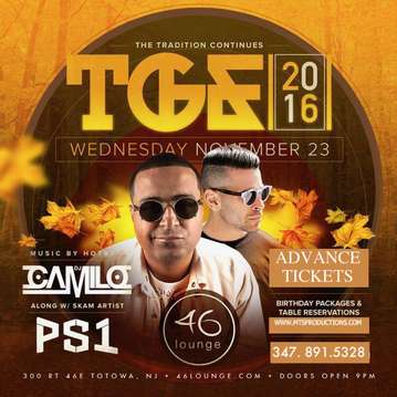 Event Thanksgiving Eve Party at 46 Lounge NJ