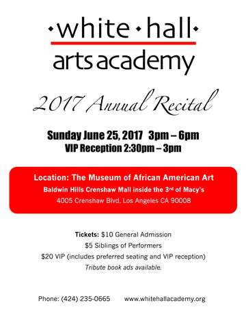 Event WHAA 2017 Annual Recital and 5th Anniversary Celebration