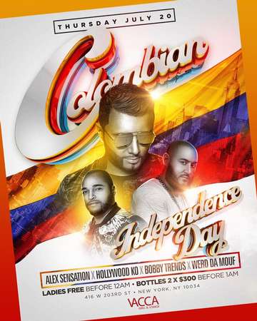 Event Colombian Independence Day Alex Sensation Live At Vacca