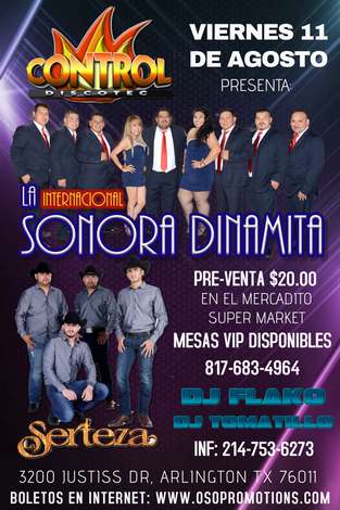 Event La Interncaional Sonora Dinamita & Serteza @ Control Discotec