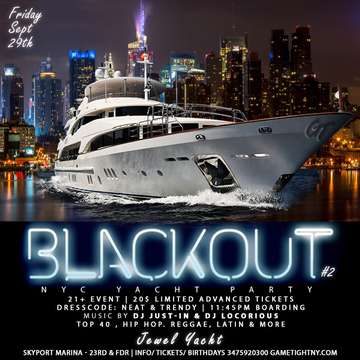 Event NYC Blackout Yacht Party at Skyport Marina Jewel Yacht 2017