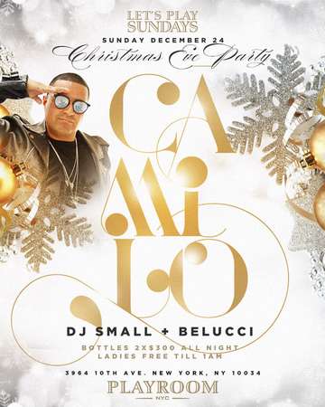 Event Let's Play Sundays Christmas Eve Party DJ Camilo Live At Playroom Lounge NYC