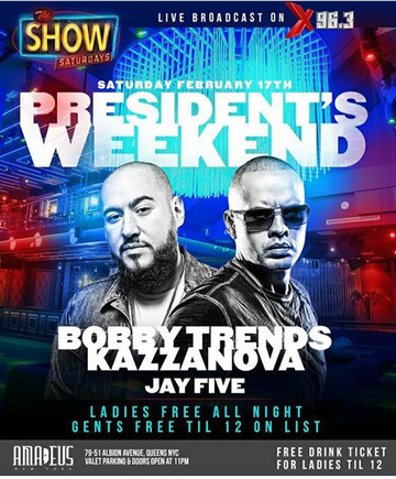 Event Show Saturdays Presidents Day Weekend DJ Bobby Trends Live At Amadeus Nightclub