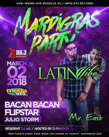Event Latin Vibe Fridays Mardi Gras Edition At Mister East