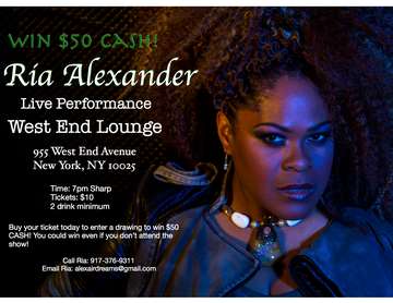 Event Ria Alexander. West End Lounge. Live Performance.