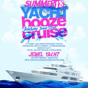 Event NYC Booze Cruise Yacht party at Skyport Marina Jewel Yacht