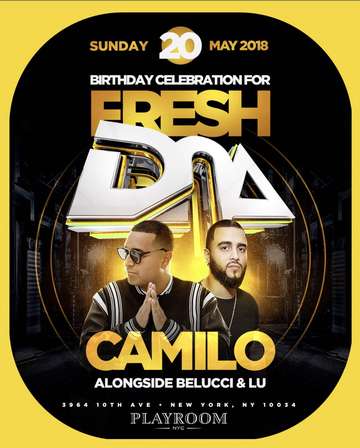 Event Let's Play Sundays Fresh DNA Birthday Bash DJ Camilo Live At Playroom Lounge NYC