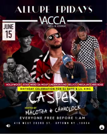 Event Allure Fridays Casper Live At Vacca Lounge