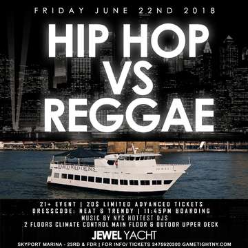 Event Manhattan Hip Hop vs. Reggae Party Cruise at Skyport Marina