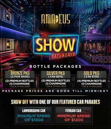 Event Show Saturday's at the Mega Nightclub Amadeus w/ live acrobatic performances and free admission