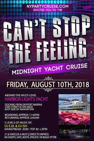 Event Can't Stop The Feeling Midnight Yacht Cruise