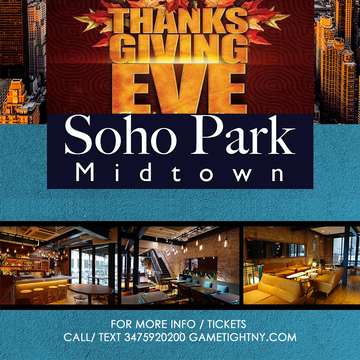 Event Soho Park Midtown Thanksgiving Eve 2018 only $10