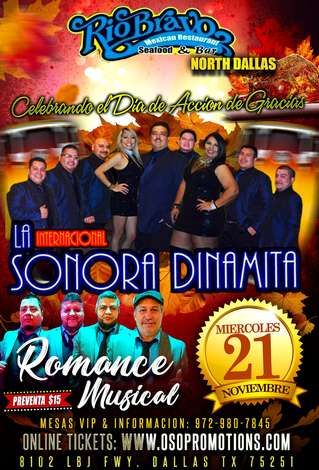 Event La Internacional Sonora Dinamita & Grupo Romance @ Rio Bravo North Dallas